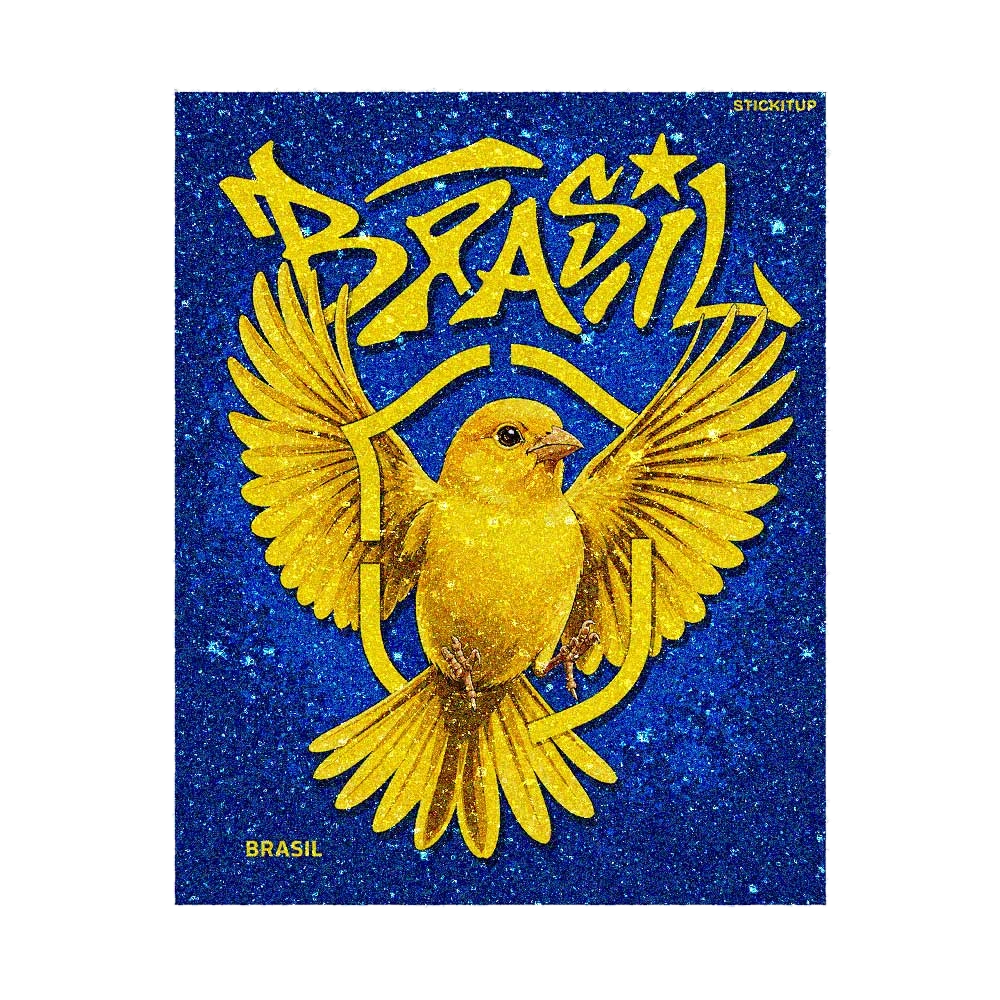 Golden Eagle Brazil Fan Glitter Sticker